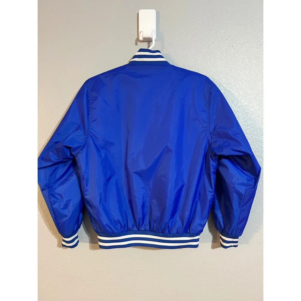 Holloway Mens Blue BC Varsity Bomber Jacket Snap Front Quilted Lined Medium